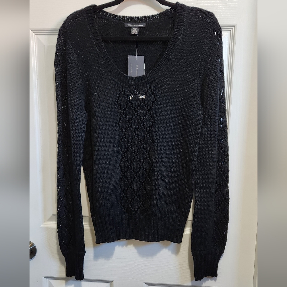 NWT Kenneth Cole New York black long sleeve sweater women's size XL